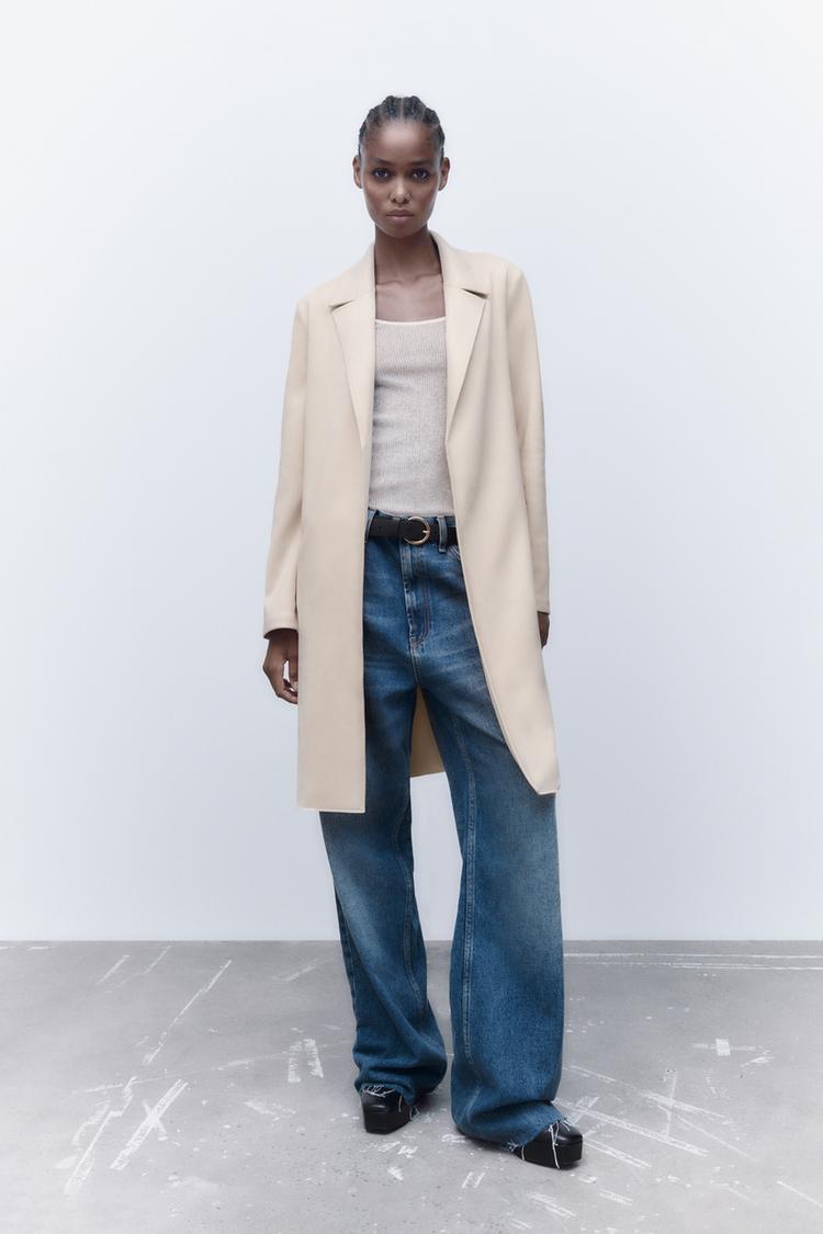 FAUX SUEDE COAT Ecru ZARA Singapore
